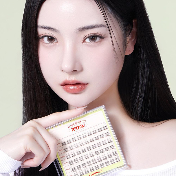 CORINGCO Toktok Hara Light Self Adhesive False Eyelashes Natural Look No Glue Needed Assorted Set of 9/10/11mm Reusable Lash Clusters Kbeauty - Sharp