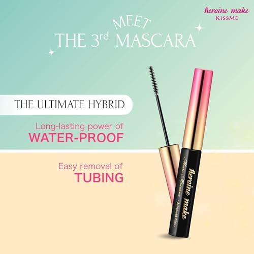 Heroine Make by KissMe Mini Waterproof Mascara Black Waterproof Formula for Long Lasting Volume and Length  Hypoallergenic  Curling and Smudge Proof  Made in Japan