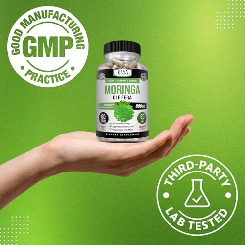 Kaya Naturals Moringa Leaf Extract - Complete Greens Superfood Supplement - Pure Miracle Tree Moringa - Boost Energy Naturally - Nutrient Dense Vitamins for Adult