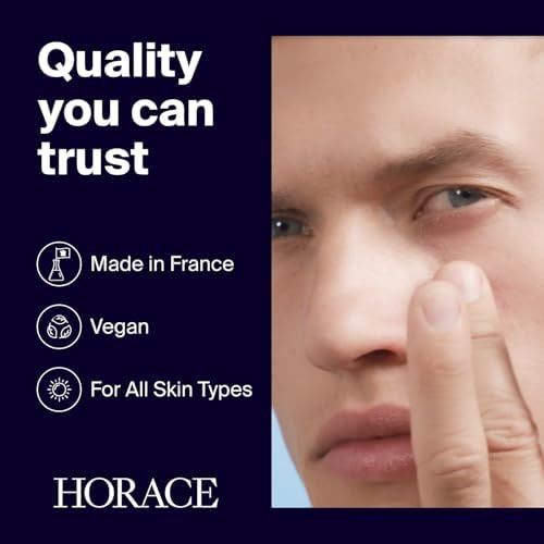HORACE Under Eye Moisturizer for Men Anti Fatigue Eye Cream to Reduce Dark Circles and Puffiness - Hydrating and Smoothing Skincare Formula for All Skin Types Unscented 15ml