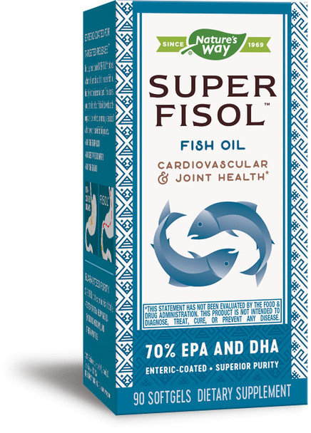 Nature's Way Super Fisol 70% EPA & DHA Enteric-Coated Fish Oil, No Fishy Burp-Back, 90 Count