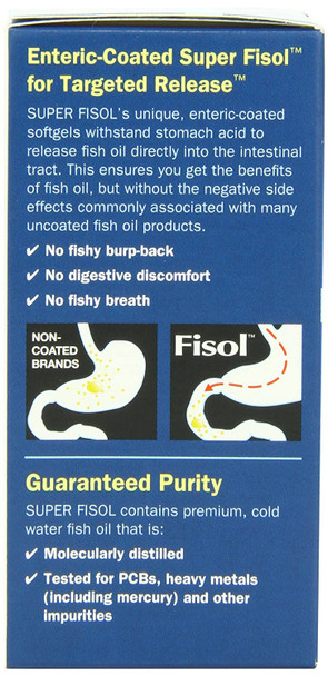 Nature's Way Super Fisol 70% EPA & DHA Enteric-Coated Fish Oil, No Fishy Burp-Back, 90 Count