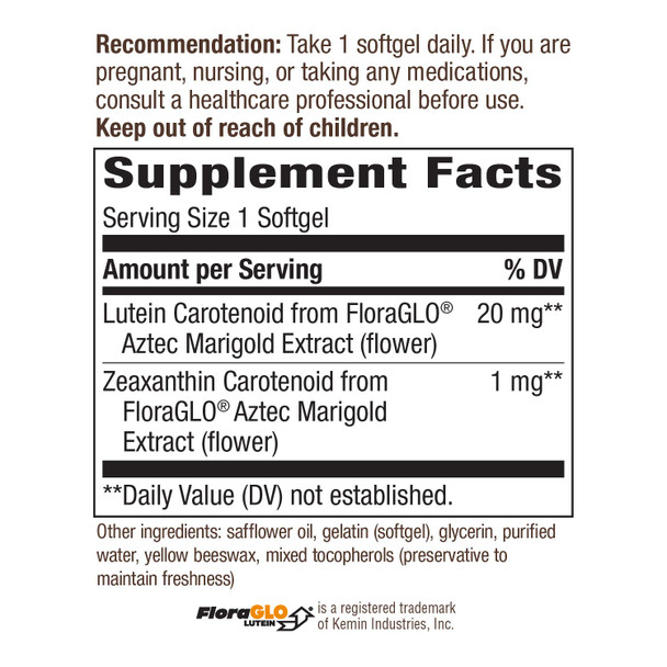 Nature's Way Lutein, Supports Eye Health*, 20 mg per Serving, 60 Softgels