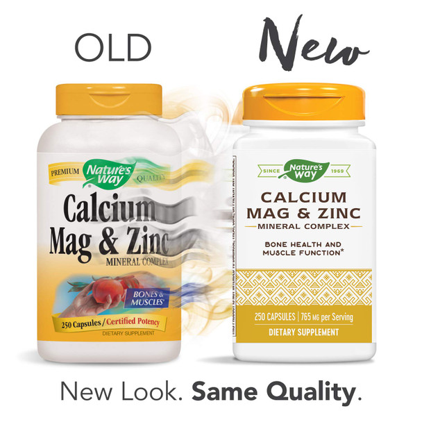 Nature's Way Calcium, Magnesium & Zinc, 765 mg per Serving, 250 Capsules