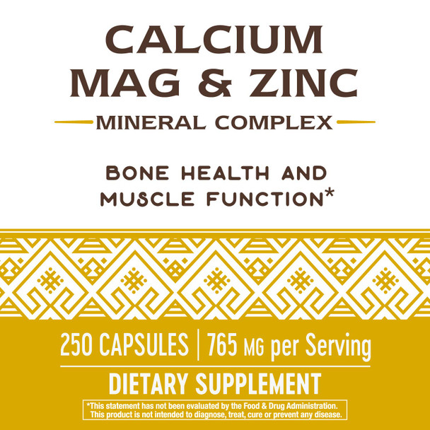 Nature's Way Calcium, Magnesium & Zinc, 765 mg per Serving, 250 Capsules