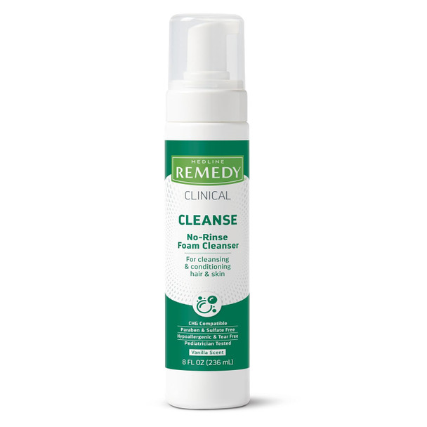 Medline Remedy Clinical No Rinse Foam Cleanser Vanilla Scent All Ages   No Rinse Shampoo and Body Cleanser for Sensitive Skin Hydrating Paraben and Sulfate Free For Face Body and Hair All Ages
