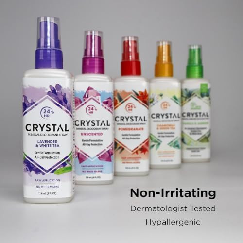 Crystal Deodorant Essence Spray 4 Ounce Chamomile/Green Tea, All Over Body Deodorant, (118ml) (3 Pack)