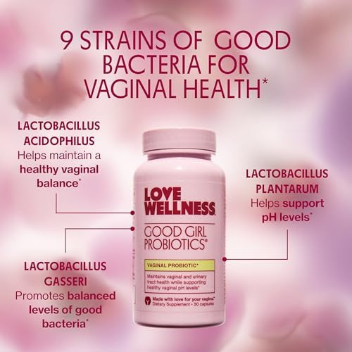 Love Wellness Good Girl Probiotics  Women’s Vaginal Health and pH Balance Supplement 9 Strain Probiotic for Urinary Tract Yeast Odor and  Immune Support  Gluten Free