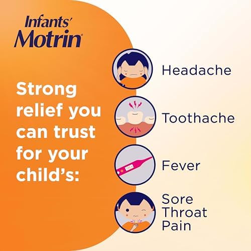 Motrin Infants' Ibuprofen, Fever Reducer, Dye and Alcohol Free, Concentrated Drops, Oral Suspension, Includes Clear Syringe with Markings for Dose Measuring, Berry Flavor