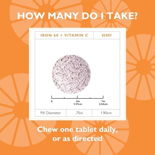 Celebrate Vitamins Iron Supplement with 60mg Iron & Vitamin C – Bariatric Patients, Gastric Bypass & Sleeve Gastrectomy Support – 30 Tablets for Post-Surgery Health Maintenance