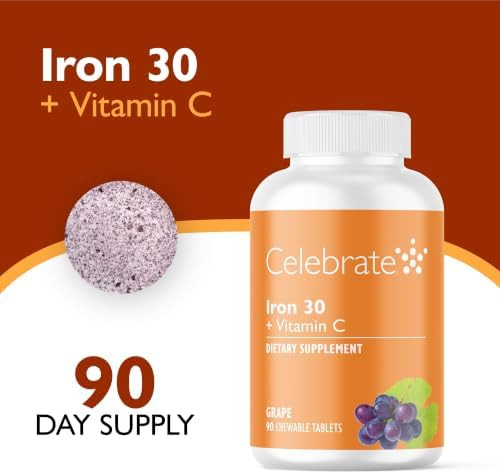 Celebrate Vitamins Bariatric Iron with Vitamin C, 30mg Iron, 90-Chews