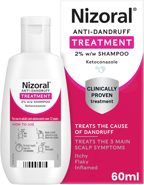 Nizoral Anti Dandruff Treatment Shampoo Treats and Prevents Dandruff Clinically Proven to Control Itchy and Flaky Scalps Contains Ketoconazole   60ml