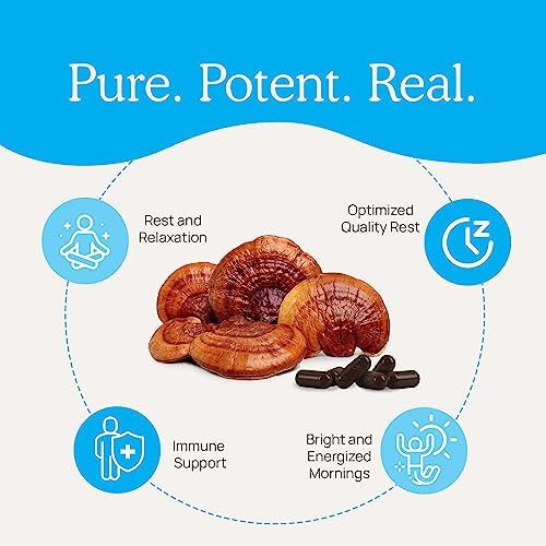 Real Mushrooms RealRest Capsules for Calm and Mindfulness 60ct  Calmness and Mindfulness Support Organic Reishi and Lemon Balm  Vegan  Non GMO Mushroom Supplement