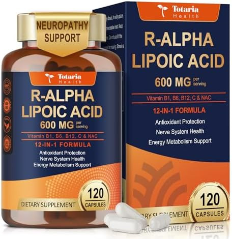 Totaria R Alpha Lipoic Acid 600mg  Stabilized ALA Supplement for Neuropathy Support Capsules  Nerve Health Nervous System and Antioxidant  Non GMO Gluten Free Vegan Safe