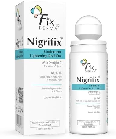 Fixderma Nigrifix  AHA, Lactic Acid & 1% Mandelic Acid & Kojic Acid | Brightens Skin & Exfoliates Underarm | AHA Deodorant | for All Skin Type, Men & Women - 60ml