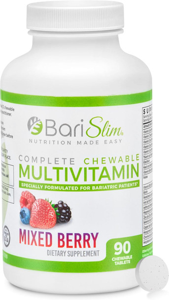 BariSlim Complete Chewable Bariatric Multivitamin Tablets  45 mg Iron  Bariatric Vitamin and  Supplement for Post Bariatric Surgery Including Gastric Bypass and  Gastric Sleeve