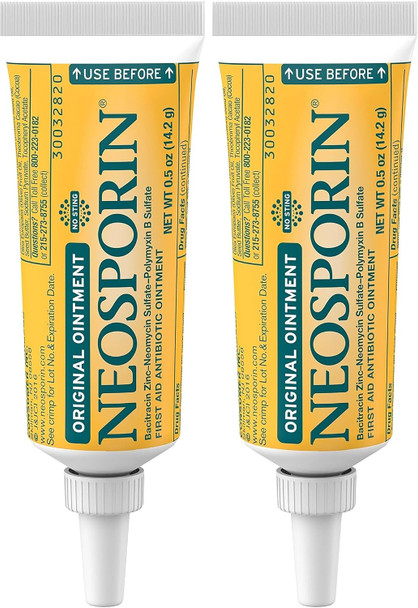 Neosporin Original First Aid Antibiotic Ointment with Bacitracin Zinc for Infection Protection Wound Care Treatment and  Scar Appearance Minimizer for Minor Cuts Scrapes and Burns