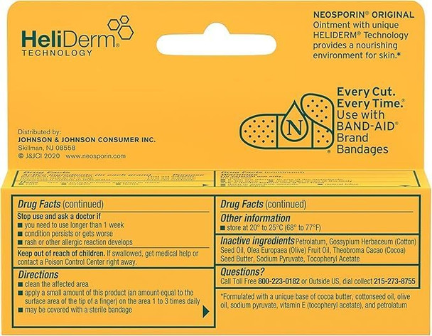 Neosporin Original First Aid Antibiotic Ointment with Bacitracin Zinc for Infection Protection Wound Care Treatment and  Scar Appearance Minimizer for Minor Cuts Scrapes and Burns