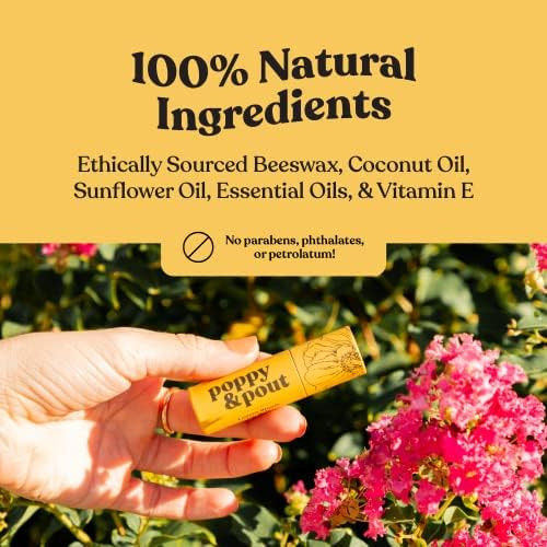 Poppy & Pout Jumbo Lip Balm Gift Set   All Natural Lip Balms and  Moisturizers  Hydrates with Beeswax Vitamin E  Organic Coconut Oil  Cruelty Free  Recyclable Cardboard Tube