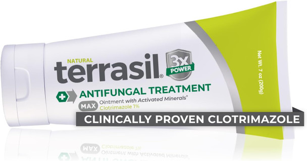 Terrasil Clotrimazole Antifungal Cream Maximum Strength Treatment Fungal Yeast Infection Athletes Foot Jock Itch Ringworm Natural Ingredients Anti Fungal Treatment for Skin and Feet