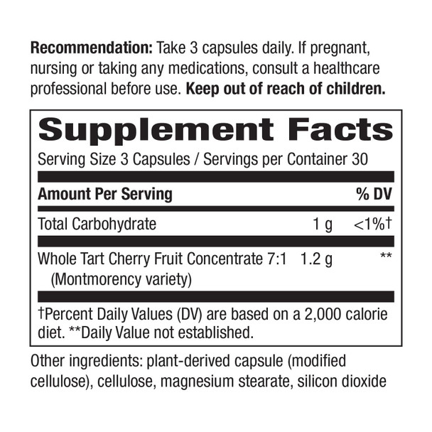 Enzymatic Therapy Tart Cherry Ultra Vegetarian Capsules, 1,200 mg per serving, 90 Count