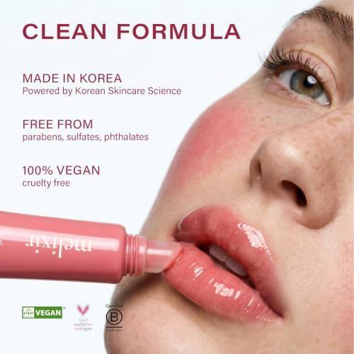 Melixir Vegan Lip Treatment Sheer Tinted Lip Balm for Instant Hydration and  Shine Moisturizing Lip Gloss Infused with Vegan Collagen and  Jojoba Oil Cruelty Free Korean Skincare
