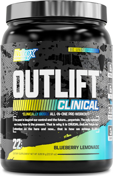Nutrex Outlift Pre Workout Powder  Clinically Dosed Pre Workout with Creatine Citrulline and  EAAs  Amazing Tasting  Transparent Energy Boosting Formula  22 Servings