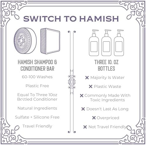 Viori Hamish & Co. Shampoo Bar, Handcrafted Men's Shampoo with Scottish Islay Whiskey – Sulfate-Free, Paraben-Free, Plastic-Free