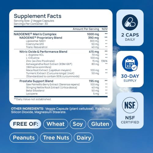 Selerb NAD Supplement for Men Liposomal NAD NMN Alternative Nitric Oxide Prostate Health Supplements with Resveratrol CoQ10 L Citrulline and Lycopene for Anti Aging & Cellular Energy Support