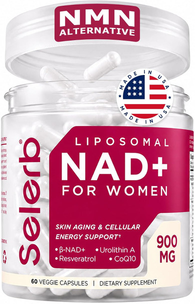 NAD+ Supplement for Women - NMN Alternative with β-NAD+, Trans-Resveratrol, CoQ10, D-Ribose - Promotes Cellular Renewal, Energy, and Radiant Skin Health - 60 Capsules Advanced