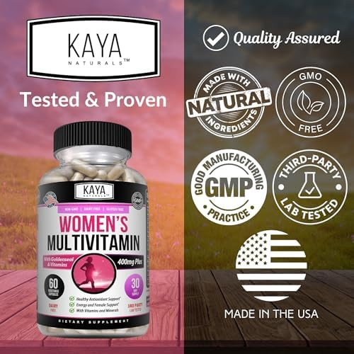 Kaya Naturals Women's Multivitamin Overall Healthy Antioxidant and Immune Support Vitamins A D C E Biotin Folic Acid and Multi Mineral Energy and Metabolism Vitamin Supplement