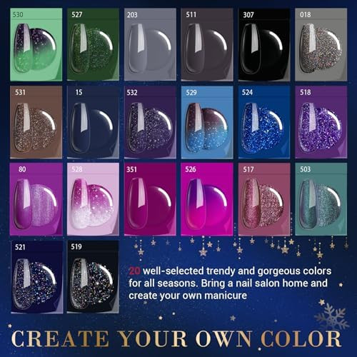 AzureBeauty Dip Powder Nail Kit Starter Color Changing Glitter 20 Colors  Magic Special Effect Dipping Powder Liquid Set