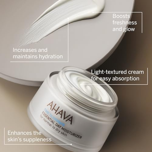 AHAVA Essential Day Moisturizer - Essential Daily Hydrating Facial & Neck Cream, Anti-Aging & Smoothing Effect, Enriched with Osmoter, Aloe Vera, Allantoin & Vitamin E - Normal to Dry Skin