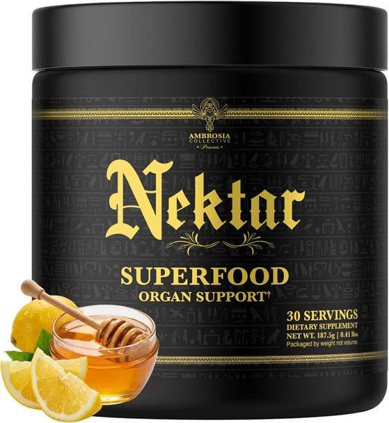 Ambrosia Superfood Organ & Cycle Support Powder | Liver & Kidney Support with Milk Thistle, Red Yeast Rice & CoQ10 | 13 Superfood Ingredients | 30 Servings