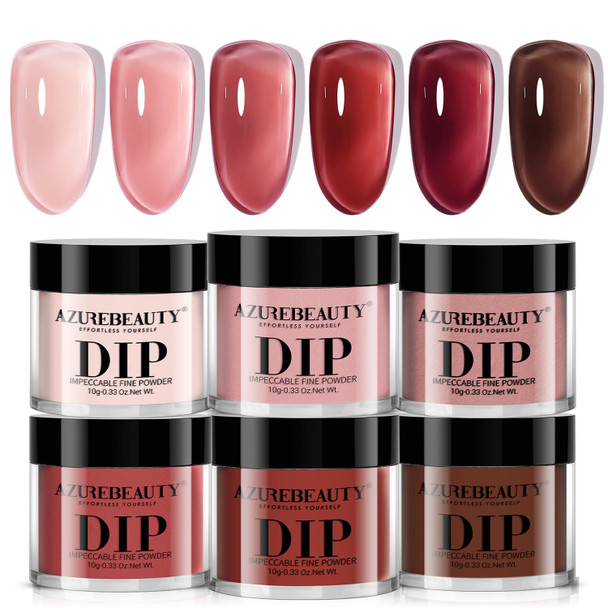 AZUREBEAUTY 4+4pc Dip Powder Liquid Set  Base Top Coat Activator Brush Saver Nail File Fast Drying Formula