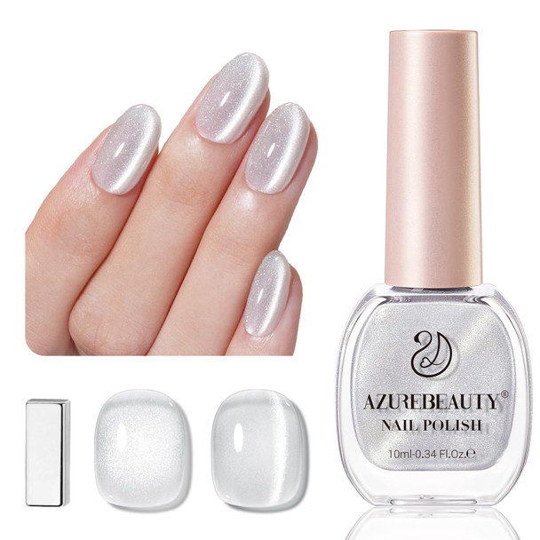 AZUREBEAUTY Cat Eye Nail Polish Quick Dry Nude Glitter Toe Nail Polish Natural Shine Nail Lacquer Salon Quality for Women