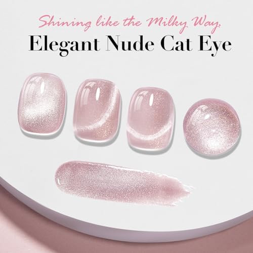 AZUREBEAUTY Cat Eye Nail Polish Quick Dry Nude Glitter Toe Nail Polish Natural Shine Nail Lacquer Salon Quality for Women