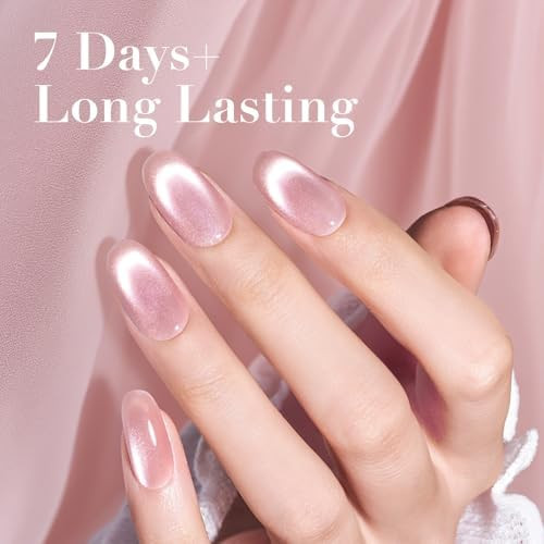 AZUREBEAUTY Cat Eye Nail Polish Quick Dry Nude Glitter Toe Nail Polish Natural Shine Nail Lacquer Salon Quality for Women