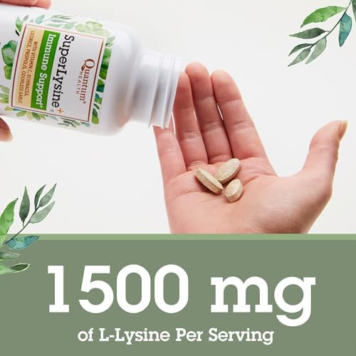 Quantum Health SuperLysine+ 1500mg L lysine Immune Support 180 Tablets  Essential Amino Acid Vitamin C Echinacea Licorice Bee Propolis and  Odorless Garlic Daily Formula