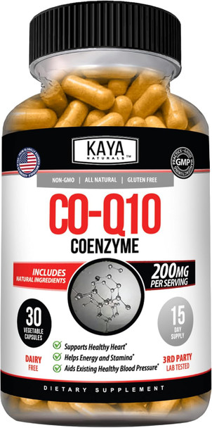 Kaya Naturals CoQ10 Power Antioxidant Supplement  Vascular and  Heart Health Healthy Blood Pressure Levels Immune Function Support Restores Cellular and  Energy Production