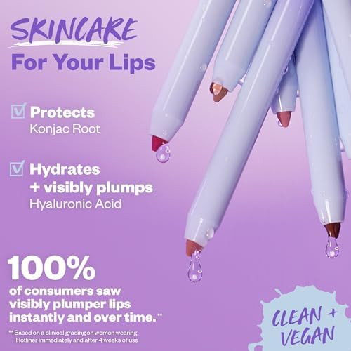 Kosas Hotliner Lip Liner  Hydrating Lip Pencil with Hyaluronic Acid and  Konjac Long Lasting Lip Liner with Built In Sharpener and  Brush Cool Rosy Mauve