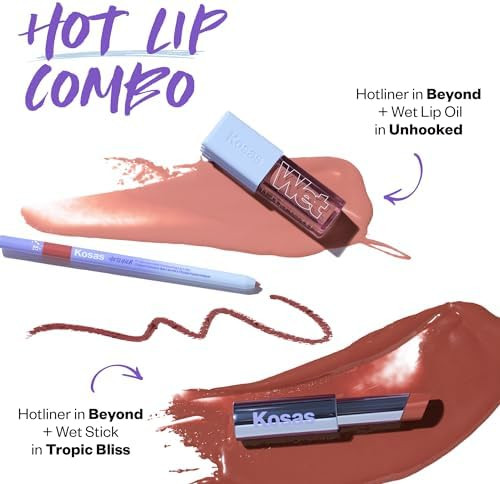 Kosas Hotliner Lip Liner  Hydrating Lip Pencil with Hyaluronic Acid and  Konjac Long Lasting Lip Liner with Built In Sharpener and  Brush Cool Rosy Mauve