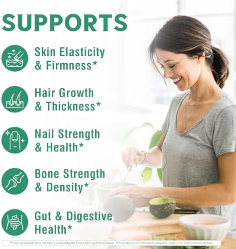 Vitalibre Bovine Collagen Peptides Powder for Women and Men Grass Fed Hydrolyzed Collagen Protein Type  and  III Skin Hair Nails Bones Digestion Unflavored