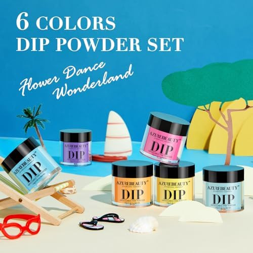 AZUREBEAUTY Summer Dip Powder Nail Kit Bright Multicolor Shades