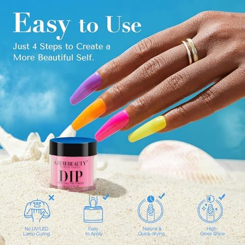 AZUREBEAUTY Summer Dip Powder Nail Kit Bright Multicolor Shades
