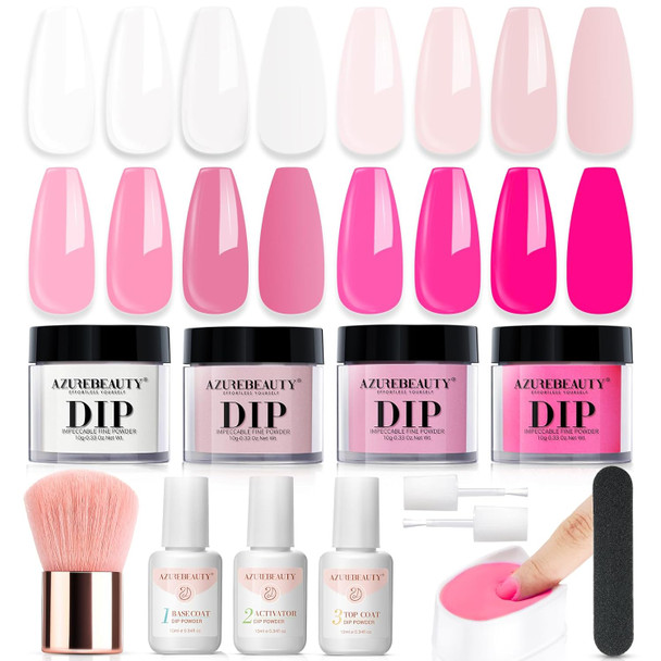 AZUREBEAUTY 4 Colors Fall Dip Powder Nail Kit Starter Yellow Brown 12 Pcs Acrylic Dip Powder Liquid Set