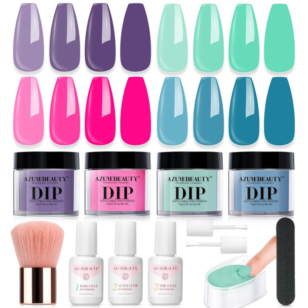 AZUREBEAUTY 4 Colors Fall Dip Powder Nail Kit Starter Yellow Brown 12 Pcs Acrylic Dip Powder Liquid Set