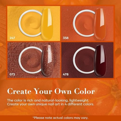 AZUREBEAUTY 4 Colors Fall Dip Powder Nail Kit Starter Yellow Brown 12 Pcs Acrylic Dip Powder Liquid Set