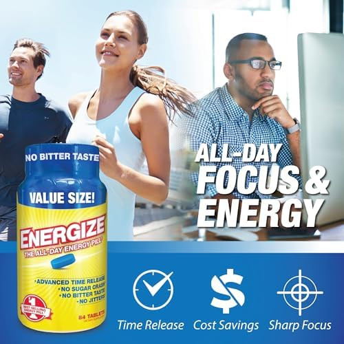 iSatori Energize Caffeine Pills for Men and Women  84 Tablets  Fast Acting Time Release No Crash All-Day Energy Support Nutrition and Endurance Support Nootropic Formula