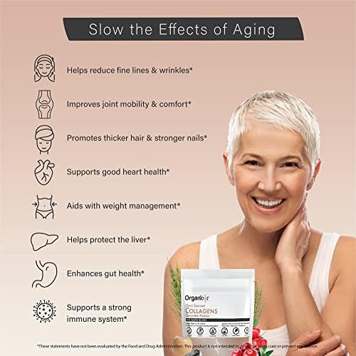 Organixx Clean Sourced Collagen Peptides  of hydrolyzed collagen (I, II, III, V, X) with Vitamin C supports hair nail skin bone and  joint health